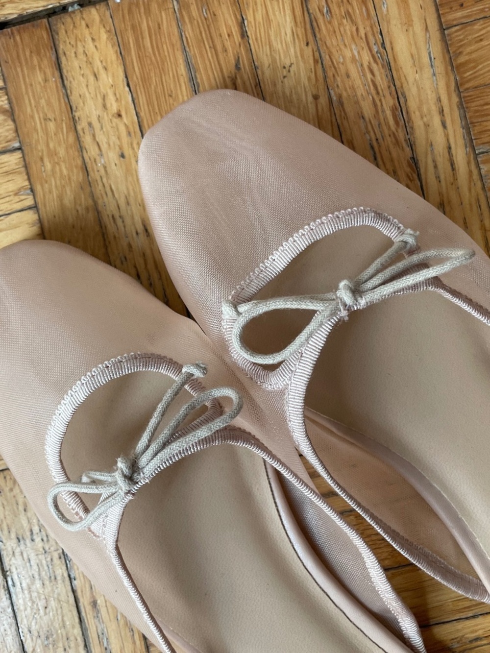 Madden Girl Nude mesh ballet flats kitten heel mule  6.5